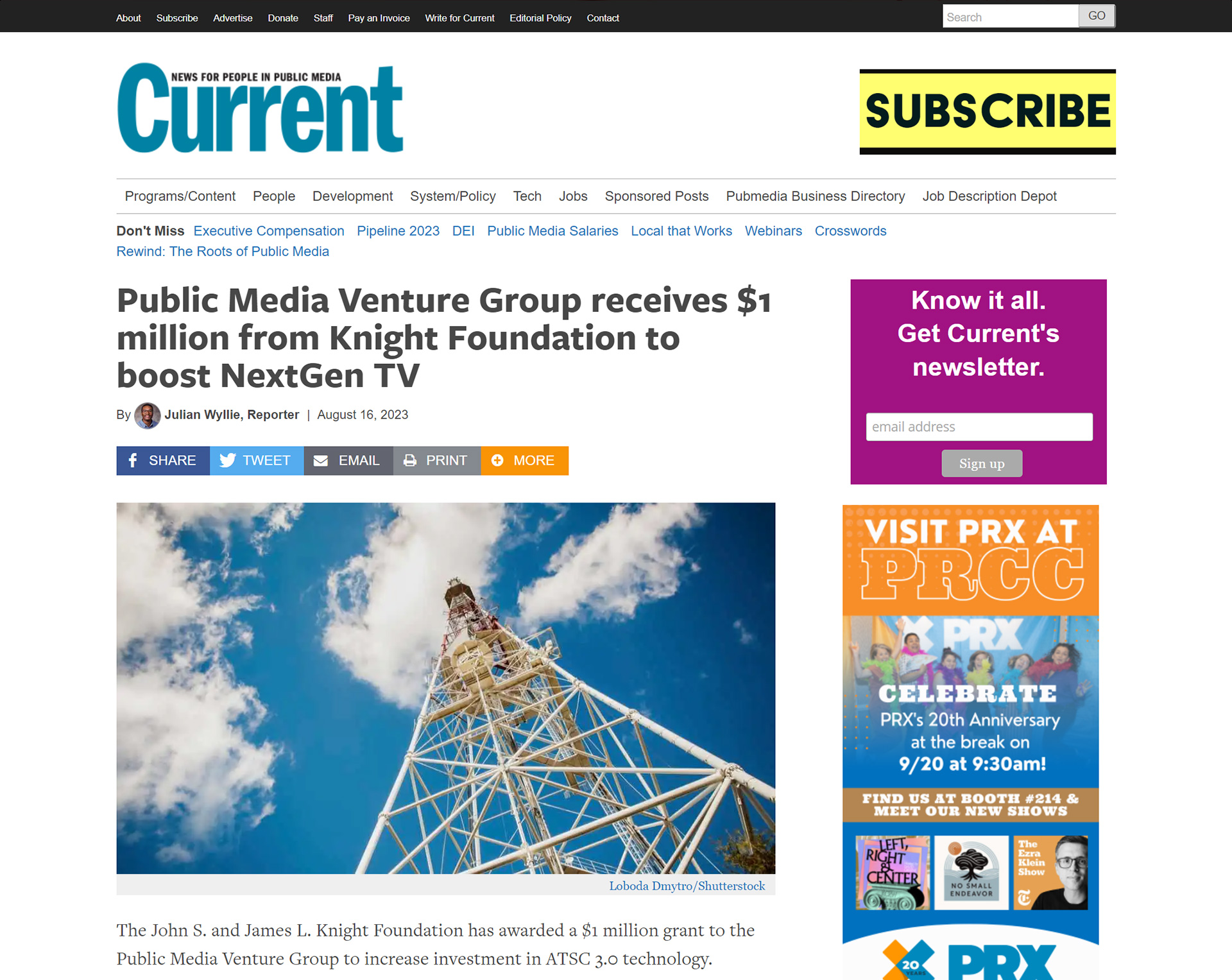 Current: Public Media Venture Group receives $1 million from Knight Foundation to boost NextGen TV